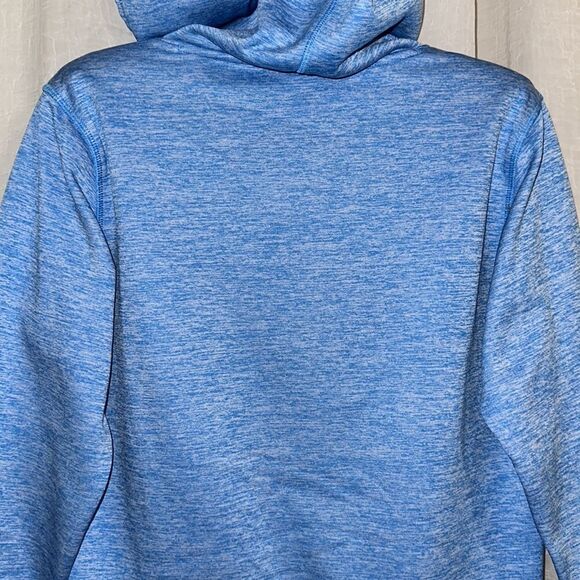 Under Armour 14 Heather Blue Neon Orange Pullover Hoodie Sweatshirt - Picture 4 of 11